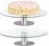 Relaxdays Tortenplatte mit Fuß, drehbar, Glas, transparent/silber, 2er-Set (10044552)