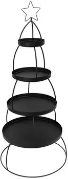 Dekoleidenschaft Tannenbaum Etagere 56 &times; 132 cm 4-st&ouml;ckig Schwarz