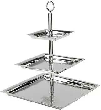 Fink NAGANO Etagere 34 &times; 34 &times; 49 cm Silber Edelstahl