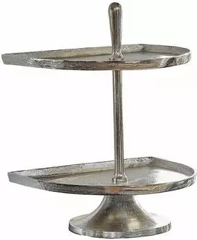 Loberon Quiralen Etagere 46 × 36 × 59 cm Antiksilber Aluminium