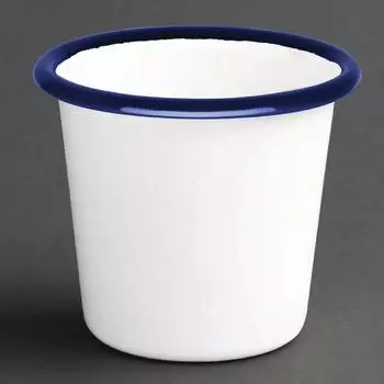 Olympia Emaillierter Saucenbecher 11,4cl weiß/blau, 6er-Pack (DC383)