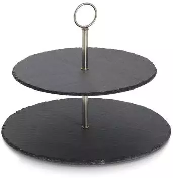 Zeller Etagere 2-stufig Schiefer/Metall, &Oslash;30x23cm