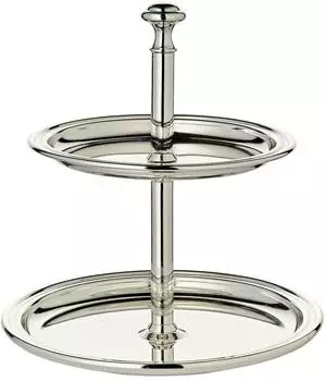 Edzard Etagere &bdquo;Faden" 2 Ebenen, versilbert, &Oslash; 14cm, H 22cm