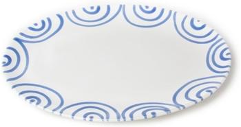 Gmundner Platte oval 28 x 21 cm blaugeflammt
