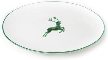 Gmundner Platte oval 38 x 31 cm grüner Hirsch