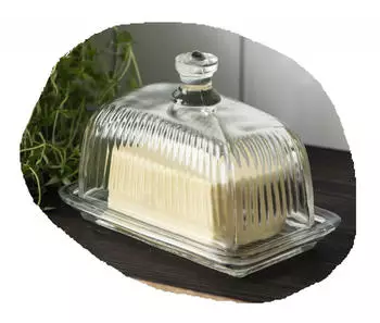IB Laursen Butterdose mit Rillen Glas (8527-00)
