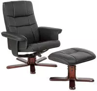 tectake TV Fernsehsessel mit Hocker Modell 1 Schwarz/Braun