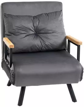 HomCom Schlafsessel mit Bettfunktion Samt dunkelgrau 63x73x81 cm