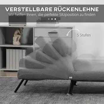 HomCom Schlafsessel mit Bettfunktion 75x70x75 cm Dunkelgrau