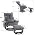 MCombo M Relaxsessel mit Hocker Moderner TV-Stuhl mit Seitentasche Stoff 9076 (Grau) (6154)