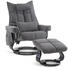 MCombo M Relaxsessel mit Hocker Moderner TV-Stuhl mit Seitentasche Stoff 9076 (Grau) (6154)