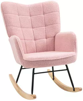 HomCom Akzentstuhl Relaxsessel Berbervlies 71x92x101 cm rosa (839-613V00PK)