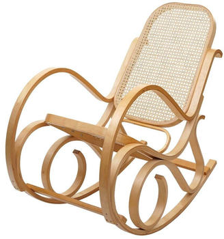 Mendler Schaukelstuhl M41 Fernsehsessel Massiv-Holz Rattan Eiche-Optik (75339)