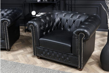 Riess-Ambiente Chesterfield Sessel 110cm matt schwarz Knopfheftung Federkern