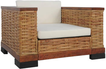 vidaXL Rattansessel mit Auflagen 94x78x66 cm Braun Natur