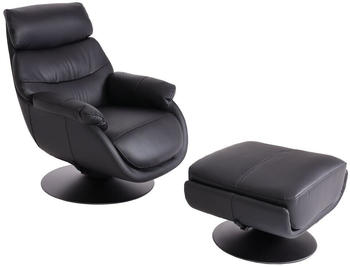 Heute Wohnen Relaxsessel mit Hocker Echtleder HWC-K99 schwarz