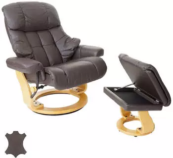 Robas Lund Relaxsessel Windsor XXL TV-Sessel Hocker braun/naturbraun