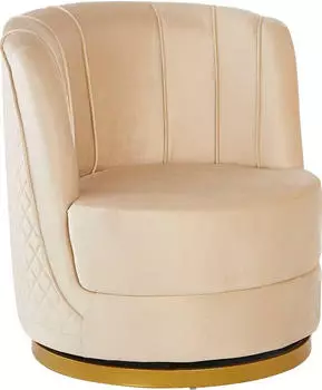 SalesFever Dreh-Sessel 360° mit Diamantsteppung Samt 68x57x77 cm beige-goldfarben