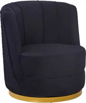SalesFever Dreh-Sessel 360&deg; mit Diamantsteppung Samt 68x57x77 cm schwarz-goldfarben