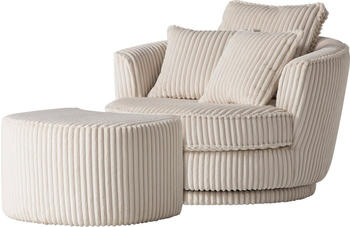 Leonique Drehsessel 360&deg; MAISIE CORD inkl. Hocker 120x86 cm Hellbeige