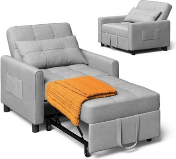 Xbro 3-in-1-Convertible-Stuhl-Bett 174x 78x 40 cm hellgrau (AR21)