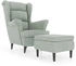vidaXL Ohrensessel mit Hocker Samt 96,5 cm hellgrau