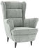 vidaXL Ohrensessel mit Hocker Samt 96,5 cm hellgrau