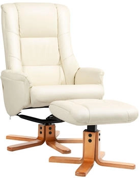 HomCom Relaxsessel mit Hocker 84x102x71 cm cremewei&szlig;