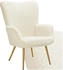 TecTake Skandinavischer Stil Hygge Ohrensessel Bouclé 76x72x100,5 cm creme/gold