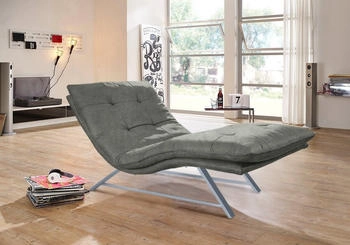 Willi Schillig Relaxliege daily dreams,Waffelkissen-Optik Kufengestell,2 Breiten, grey S37 95x91x170 cm