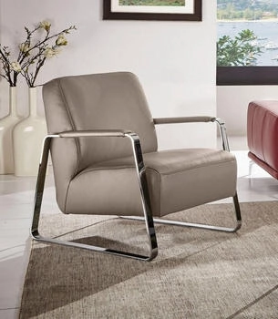 Willi Schillig Cocktailsessel quadroo Loungesessel, mit bezogenen Armlehnen, GestellChrom glänzend, stone Z59