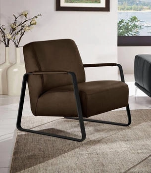 Willi Schillig Cocktailsessel quadroo Loungesessel, mit bezogenen Armlehnen, GestellSchwarz pulverbeschichtet, chocolate S37