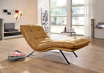 Willi Schillig Relaxliege daily dreams,Waffelkissen-Optik Kufengestell,2 Breiten, kurkuma Z69, 75x91x170 cm