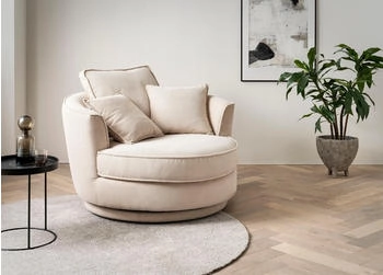 Leonique Drehsessel MAISIE Love Seat XXL Lese-sessel BIG-, SesselMEGA CORD u. Web-Velours 360&deg; Hellbeige