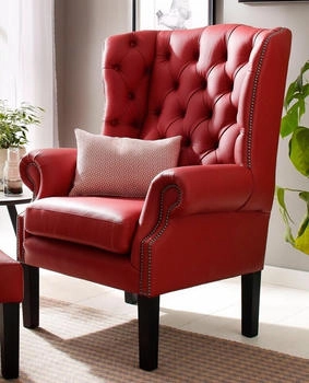 Home Affaire Bedford Ohrensessel Chesterfield, aufwendiger Knopfheftung/geschwungenen Armlehnen, rot