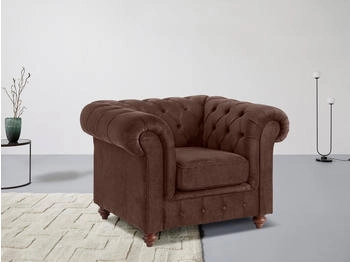 Home Affaire Chesterfield B/T/H: 105/69/74 cm hochwertiger Knopfheftung Leder, braun