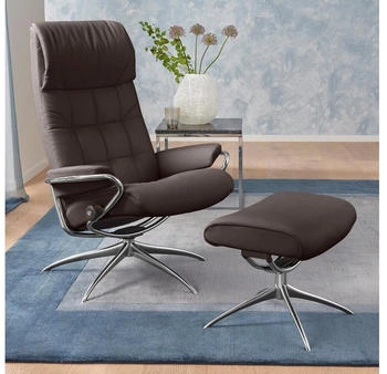 Stressless Relaxsessel London (Set mit Hocker) mit Hocker, High Back, mit Star Base Chrom chocolate PALOMA