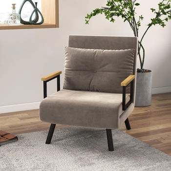 HomCom Schlafsessel mit Bettfunktion 63 x 73 x 81 cm (839-834) hellbraun