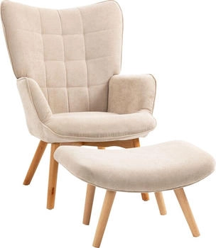 HomCom Ohrensessel mit Hocker Relaxsessel (839-455) beige