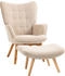 HomCom Ohrensessel mit Hocker Relaxsessel (839-455) beige