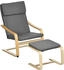 HomCom Relaxsessel mit Fußhocker Ohrensessel mit Armlehne und Leinenbezug (833-814) grau