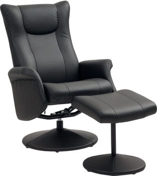 HomCom Relaxsessel mit Hocker 360°Drehbarer Fernsehsessel mit Liegefunktion (83B-098) schwarz