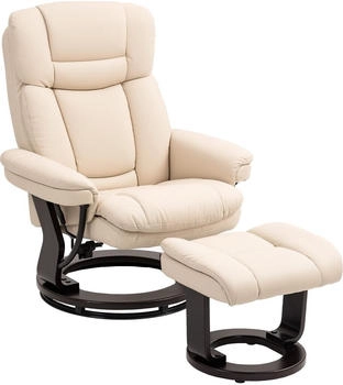 HomCom Relaxsessel mit Hocker (83B-291) cremeweiß