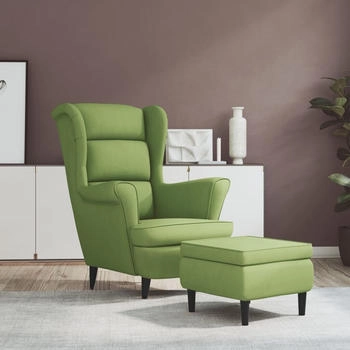 vidaXL Ohrensessel mit Hocker Hellgr&uuml;n Samt 78x90x96 (3115934)