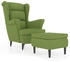vidaXL Ohrensessel mit Hocker Hellgrün Samt 78x90x96 (3115934)