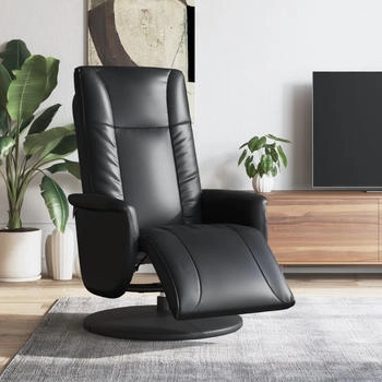 vidaXL Relaxsessel mit Fußteil Schwarz Kunstleder (356509)