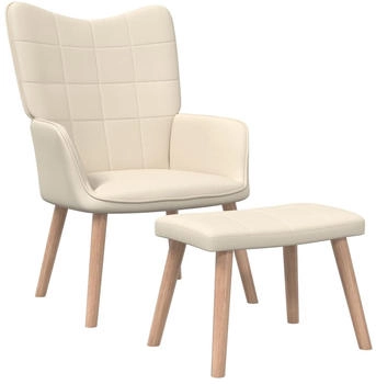 vidaXL Relaxsessel mit Hocker Creme Stoff 47x32x38 cm (327932)