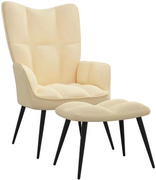 vidaXL Relaxsessel mit Hocker Cremewei&szlig; Samt 61x70x96 (328093)