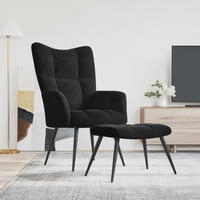 vidaXL Relaxsessel mit Hocker Schwarzer Samt