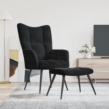 vidaXL Relaxsessel mit Hocker Schwarz Samt 61x70x96 (328090)